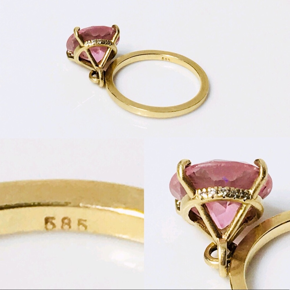 Custom Made 14k Gold Dangle Stacking Ring - Picture 5 of 8